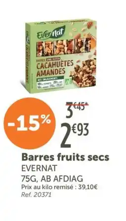 L'Eau Vive EVERNAT Barres fruits secs offre