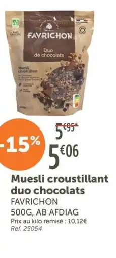 L'Eau Vive FAVRICHON Muesli croustillant duo chocolats offre