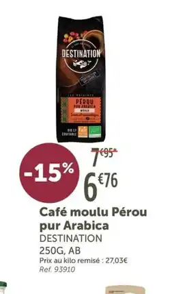 L'Eau Vive DESTINATION Café moulu Pérou pur Arabica offre