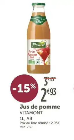 L'Eau Vive VITAMONT Jus de pomme offre