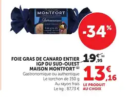 Bi1 MAISON MONTFORT Foie gras de canard entier igp du sud-ouest offre