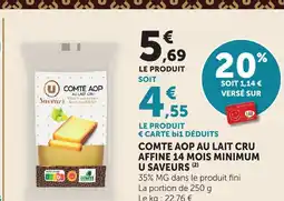 Bi1 Comte aop au lait cru affine 14 mois minimum u saveurs offre