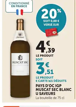 Bi1 Pays d'oc igp muscat sec blanc u saveurs offre
