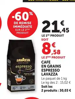 Bi1 LAVAZZA Cafe en grains espresso offre