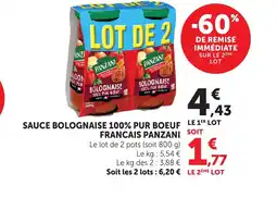 Bi1 PANZANI Sauce bolognaise 100% pur boeuf francais offre