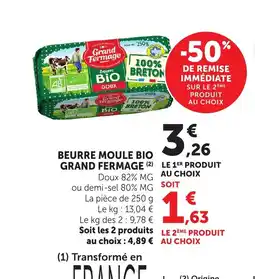 Bi1 GRAND FERMAGE Beurre moule bio offre