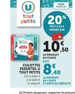 Bi1 Culottes essentiel u tout petits offre