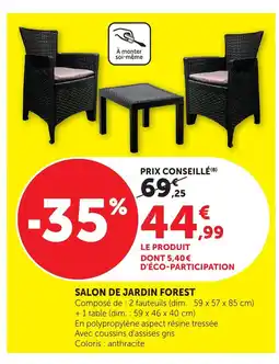 Bi1 Salon de jardin forest offre