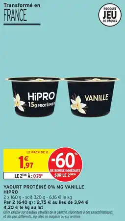 Intermarché Yaourt protéiné 0% mg vanille hipro offre