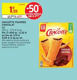 Intermarché Cracotte fourrée chocolat lu offre