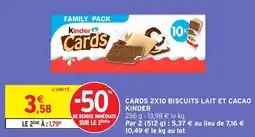 Intermarché Cards 2x10 biscuits lait et cacao kinder offre