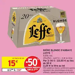 Intermarché Bière blonde d'abbaye leffe offre