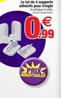 Bazarland Lot de 4 supports adhésifs pour tringle offre