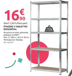 Mr Bricolage Étagère 5 tablettes bois/métal offre
