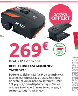 Mr Bricolage Yardforce robot tondeuse mb400 28 v offre