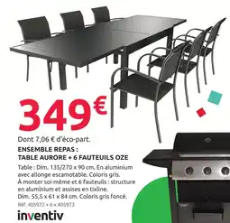 Mr Bricolage Inventiv ensemble repas table aurore + 6 fauteuils oze offre