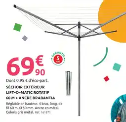 Mr Bricolage Brabantia séchoir extérieur lift-o-matic rotatif 60 m + ancre offre