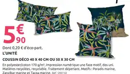 Mr Bricolage Coussin déco 40 x 40 cm ou 50 x 30 cm offre
