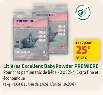 Maxi Zoo Premiere litières excellent babypowder offre