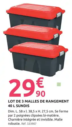 Mr Bricolage Sundis lot de 3 malles de rangement 40 l offre