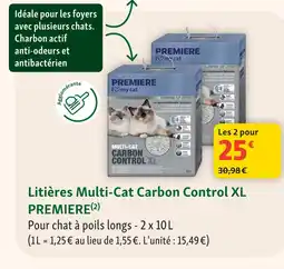 Maxi Zoo Premiere litières multi-cat carbon control xl(2) offre