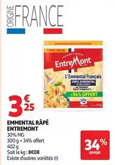 Auchan Supermarché Entremont - emmental râpé offre