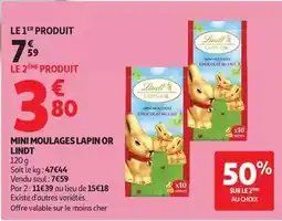 Auchan Supermarché Lindt - mini moulages lapin or offre