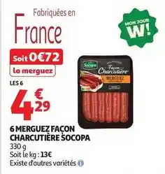 Auchan Supermarché Socopa - 6 merguez façon charcutière offre
