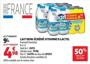 Auchan Supermarché Lactel - lait demi-écrémé vitamine d offre