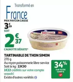 Auchan Supermarché Simon - tartinable de thon offre