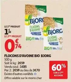 Auchan Supermarché Bjorg - flocons d'avoine bio offre