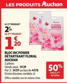 Auchan Supermarché Auchan - bloc wc power détartrant floral offre