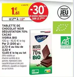 Intermarché Express Ivoria - tablette de chocolat noir dégustation 70% cacao offre