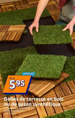 Action Dalles de terrasse en bois ou de gazon synthétique offre