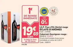 Promocash I.g.p. pays d'oc merlot rouge éclats d'arômes offre