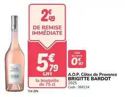 Promocash A.o.p. côtes de provence brigitte bardot offre