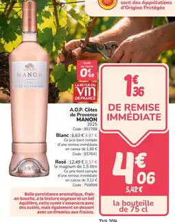 Promocash A.o.p. côtes de provence manon offre