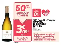 Promocash I.g.p. pays d'oc viognier domaine de cibadies bonfils offre