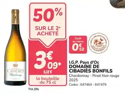 Promocash I.g.p. pays d'oc domaine de cibadies bonfils offre