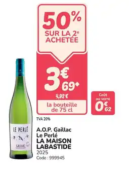 Promocash A.o.p. gaillac le perlé la maison labastide offre