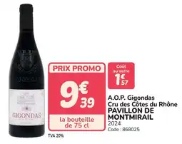 Promocash A.o.p. gigondas cru des côtes du rhône pavillon de montmirail offre