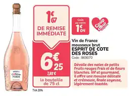 Promocash Vin de france mousseux brut esprit de cote des roses offre