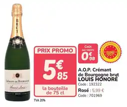 Promocash A.o.p. crémant de bourgogne brut louis honoré offre