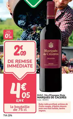 Promocash D.o.c. vin, d'espagne rioja marques de caceres offre
