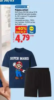 Lidl Pyjama enfant offre