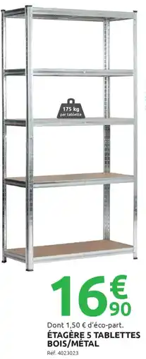 Mr Bricolage Étagère 5 tablettes bois/métal offre