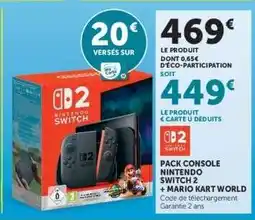Super U Pack Console Nintendo Switch 2 + Mario Kart World offre