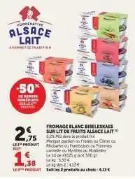 Hyper U FROMAGE BLANC BIBELESKAES SUR LIT DE FRUITS ALSACE LAIT offre