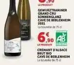 Hyper U CREMANT D'ALSACE BRUT BIO CAVE DE BEBLENHEIM offre