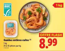 Lidl Gambas Entières Cuites offre